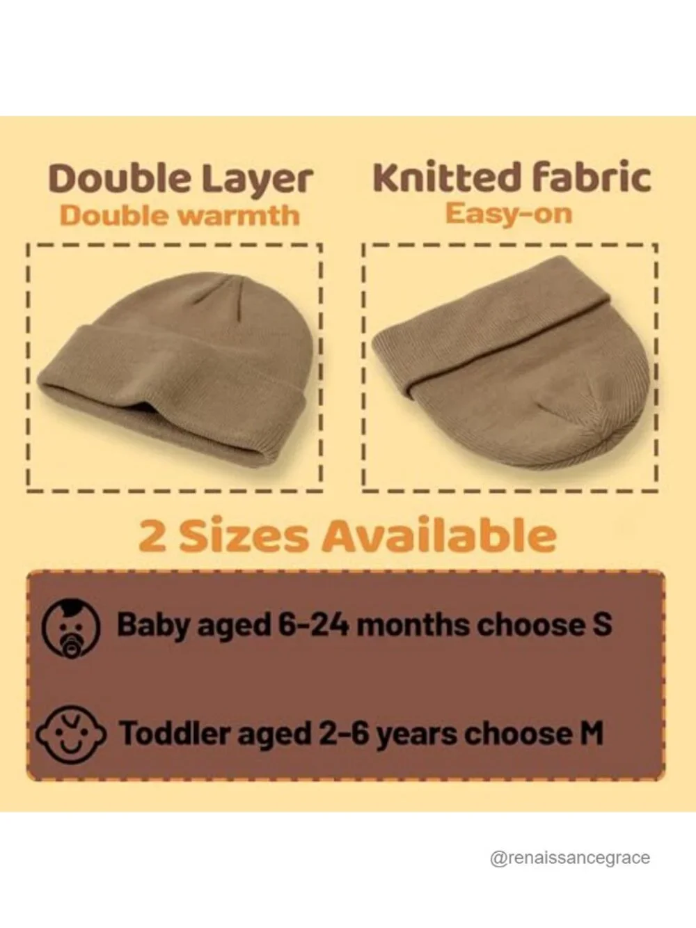 Baby Beanie 3-Pack Toddler Winter Hats Soft Acrylic Knit Boys Girls